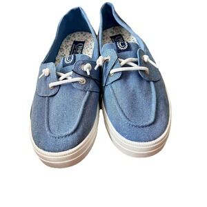 Chaps Polo Women's Fairwinds Denim Canvas Slip-On Boat Shoes Sz 9.5 M NWOB